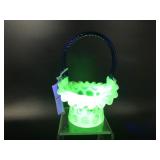 Glowing Vtg Fenton Uranium Coin Dot Basket