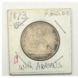 1873 Seated Liberty Silver Half Dollar