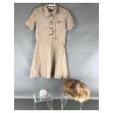 Fox? Fur Gimbels Hat, Vtg 70s Girls Scouts Uniform