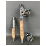 Vtg Pflueger Akron Fishing Reels & Cork Bait Rods