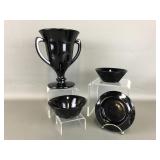 Vtg Indiana glass pyramid art deco bowls & more