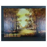 Vintage Autumn Forest Landscape Signed Painting