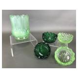 Boyds Art Glass Toothpick Holder & Emerald Salt