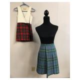 Vtg Childrens Tartan Jumper & Junior Skirt