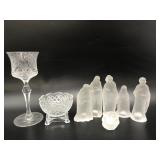 Vtg Satin Glass Nativity Set & More