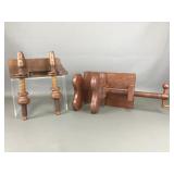 Vtg Wooden Plow Plane & Antique Screw Press