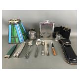 Vtg Slag Glass Lamp Shade, Flask & More!