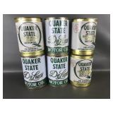 Vtg Metal Quaker State Motor Oil Cans