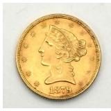 1879 Five Dollar ($5) Half Eagle Solid Gold Coin