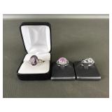 Avon Sterling Silver & Fancy Pink Cz Ring, White