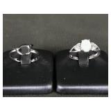 Size 7 Sterling Silver Sim Opal & Open Loop Rings