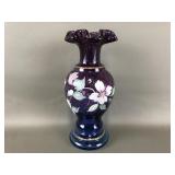 Handpainted Fenton Art Glass Vase In Mulberry
