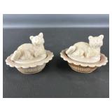 Mosser Glass Slag Glass Mini Cat Salt Cellars