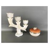 Vtg Hand-carved Stone Tulip Candelabra & More