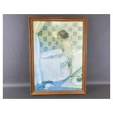 Vtg Framed Jess Willcox Smith Bath Time Print