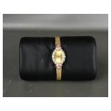 Vintage Elgin Oval Gold Tone Rhinestone Watch