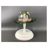 Vtg Signed Hand Painted Fenton Art Glass Mini Hat