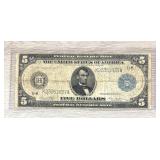 1914 Federal Reserve Note $5 Blue Seal
