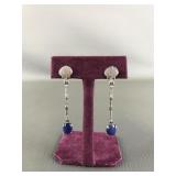 Vintage Sterling Silver Shell Stem & Blue Cabachon