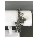 Sterling Silver Charm Bracelet W Charms