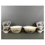 Johnson Bros ' Friendly Village' Coffee Mugs And