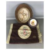 Antique Brown Velvet Needlepoint Runner & More
