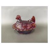Mosser Mini Hen On Nest Carnival Glass