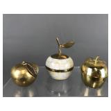 Brass Mother Of Pearl Apple Trinket Box, Music Box