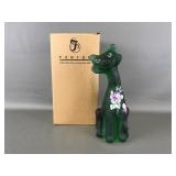 Fenton Frosted Emerald Alley Cat Figure, Signed