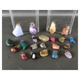 Polished Gemstone Pendant/charm Lot W Amethysts