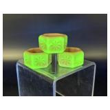 Vtg Glass Glowing Burmese Hexagonal Salt Cellars