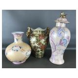 Vintage Chinese Hand-painted Floral Vase &