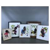 Vintage Little Girl Embroidery Wall Art Pieces