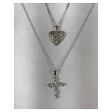 Sterling Silver Filigree Cross & Heart Pendant
