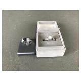 Sterling Silver Genuine Pearl & Black Sapphire
