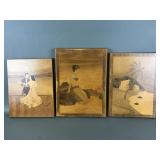 Vtg Marquetry Inlay Wooden Wall Art Pieces