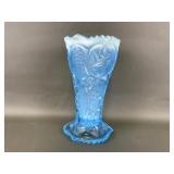 Vtg Manganese Glow Whirling Star Glass Vase