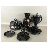 Vintage Art Deco Amethyst Black Glass Pieces