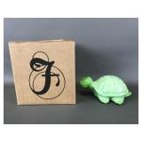Fenton Chameleon Glass Green Turtle Figurine
