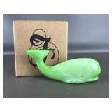 Fenton Chameleon Green Whale Glass Figurine