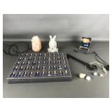 Set Of Stones & Gems, Salt Lamp & More