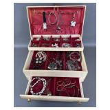 Vtg Lady Buxton Jewelry Box & Costume Jewelry