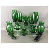 Vintage Green Glass Shoes, Bud Vases & More
