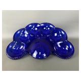 Vtg Blue Hobnail Cobalt Blue Deviled Egg Glass
