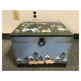 Hand Painted Wooden Folk Art Storage Chest