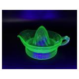 Vintage Glowing Uranium Glass Juicer