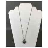 Vtg Sterling Silver Heart Locket On Italian Chain