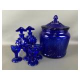 Vtg Cobalt Cookie Jar, Eyewash Cups & More