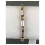 Sterling Silver 2 Tone Bar Link Bracelet