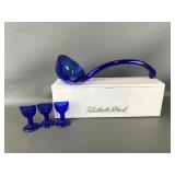 Vtg cobalt L.e. Smith glass ladle & eyewash cups